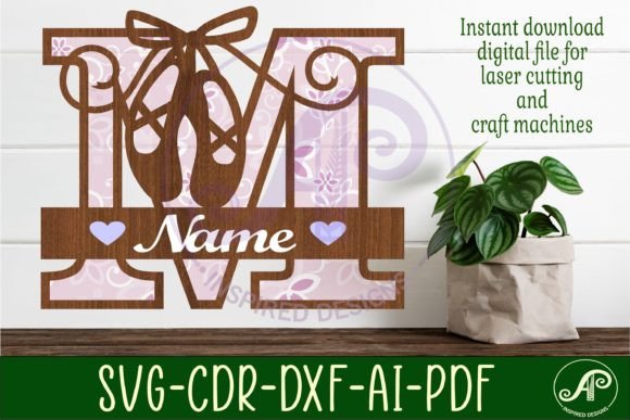 Ballet Shoe Capital Monogram Letter M