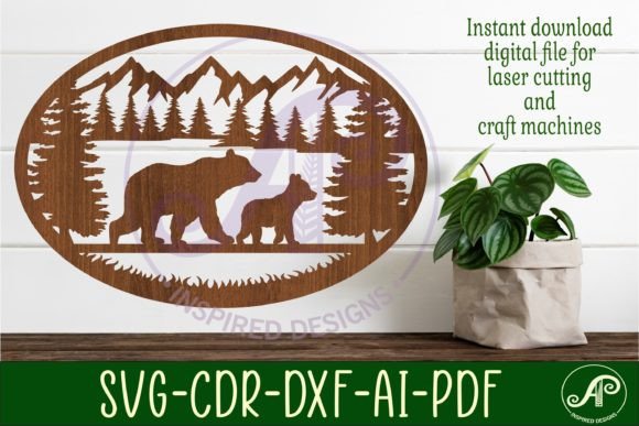 Bear Forest Wall Art Sign SVG File
