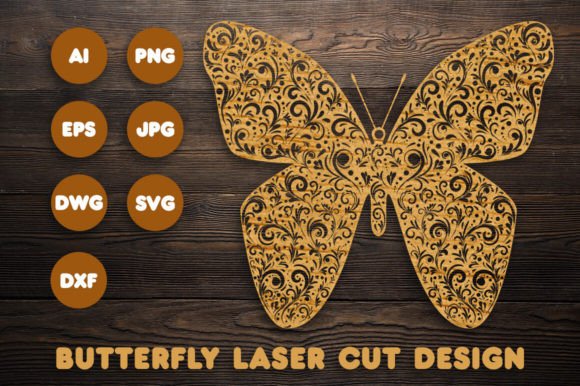 Butterfly SVG with Swirls and Floral