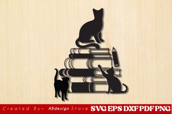 Charming Cat on Books Wall Art Decor Design for Creative Projects
