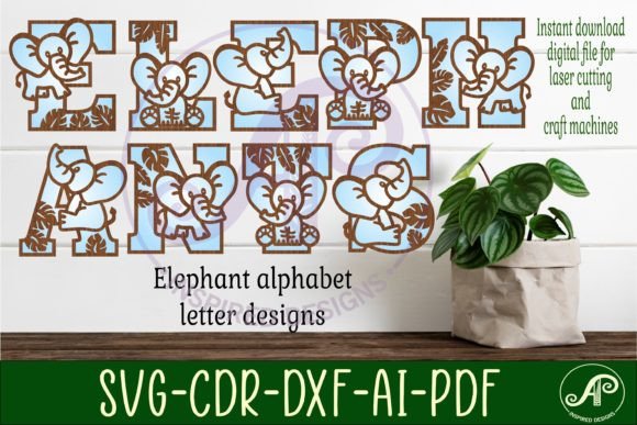 Cute Elephant Alphabet Letters for Crafting