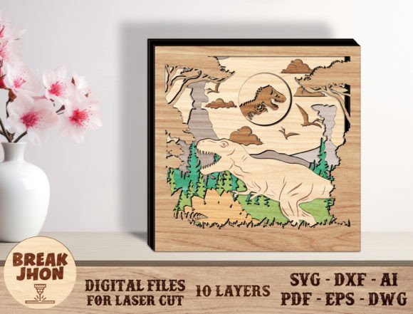 Dinosaur Layered Cut File - Break Jhon: Creative Laser Design