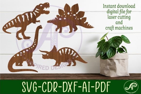 Dinosaurs Silhouette Laser Cut Shapes 4 for Crafters