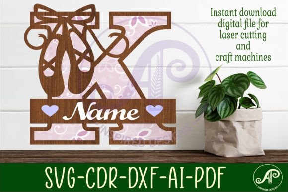 Elegant Ballet Shoe Monogram: The Letter K Design