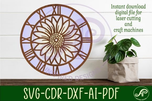 Elegant Daisy Wall Clock Laser Cut Files for Timeless Crafts