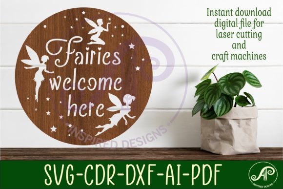 Fairies Welcome Here Wall Sign: Enchanting SVG Design