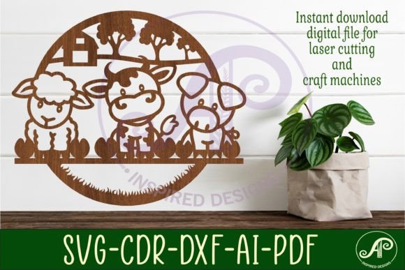 Farm Animal Wall Art Sign: SVG & DXF Cut Files