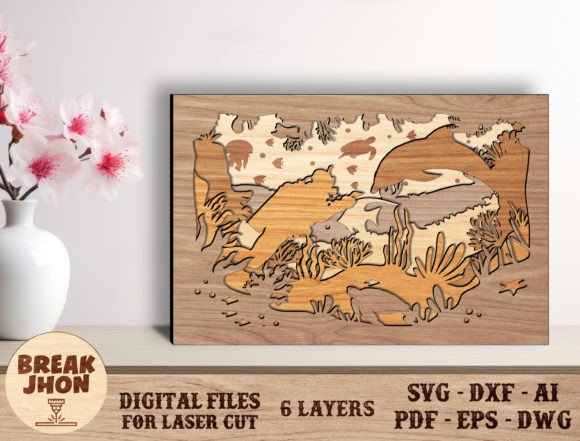Layered Diver Cut File: Stunning 3D Laser Art