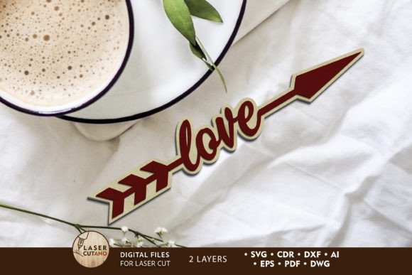 Love Arrow Layered Cut Template Decor