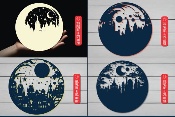 Moon Papercut Wall Decor SVG Bundle