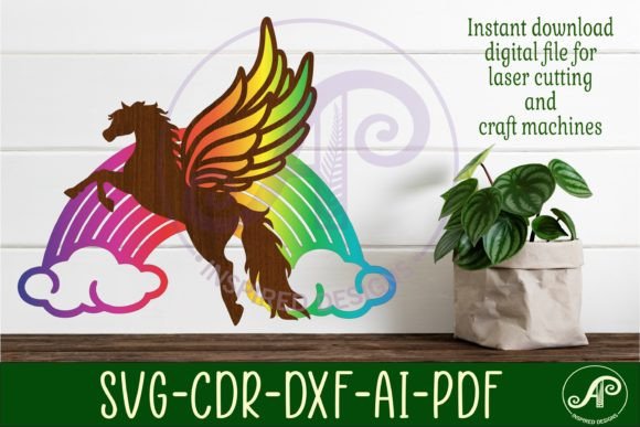 Pegasus and Rainbow Two Layer Wall Sign: A Creative SVG Design