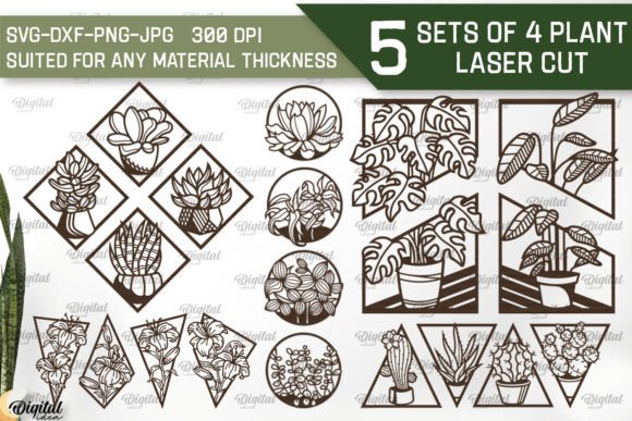 Set of 4 Plant Laser Cut Bundle