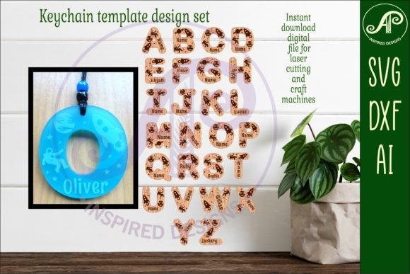 Space Theme Tag Letter Designs Keychain