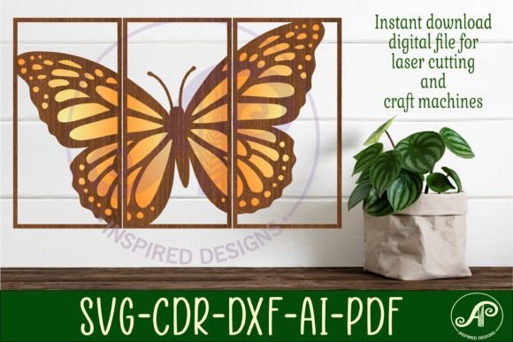 Stunning 3 Panel Monarch Butterfly Wall Art Design
