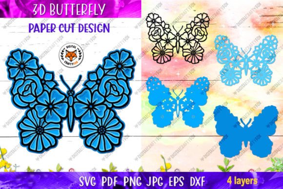 Stunning 3D Flower Butterfly SVG for Paper Crafts
