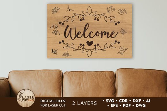 Welcome Wall Decor Layered Cut Template