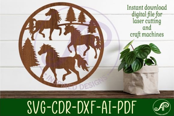 Wild Horses Wall Sign SVG Laser Cut File